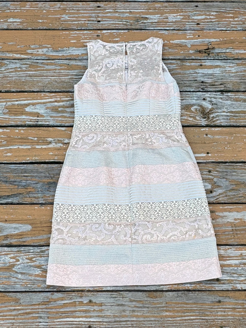 Kay Unger | Stripe Mixed Media Shift Dress